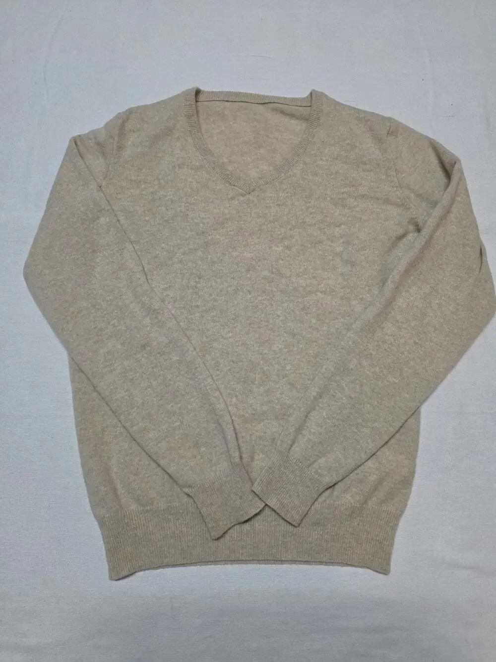 St. George Men’s 100% Wool V-Neck Sweater Beige Made in Italy Luxury Knit...